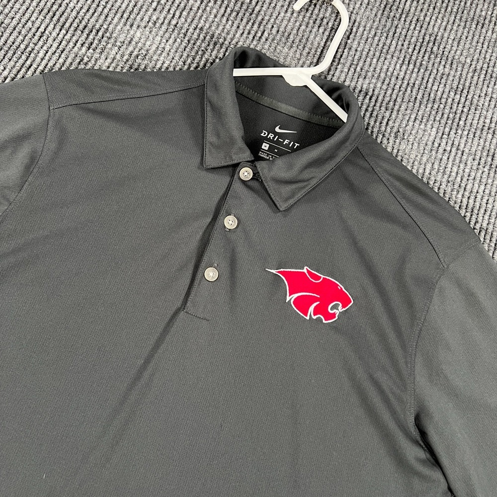 Nike Polo Shirt Mens Medium Gray Short Sleeve Dri Fit Casual Outdoor Golf